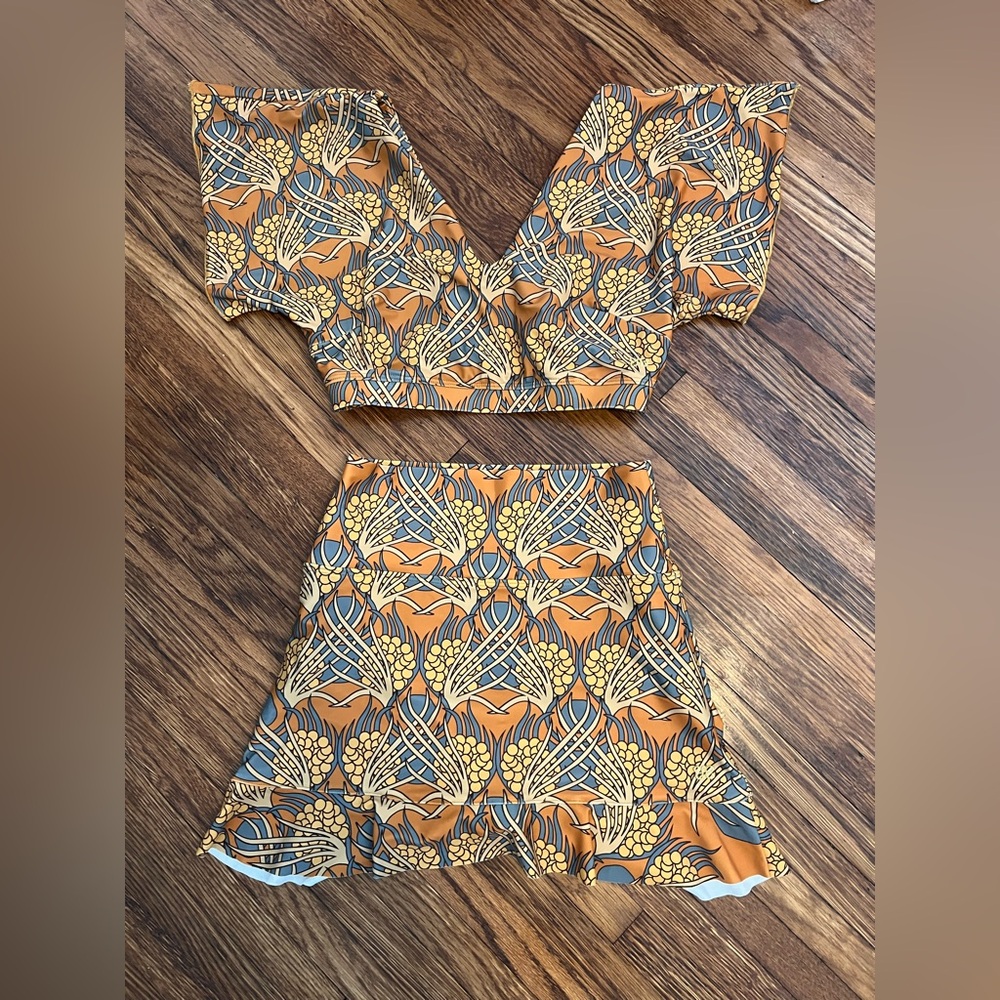Albion Floral Two-Piece Swimwear Set in Golden Hour, Size S